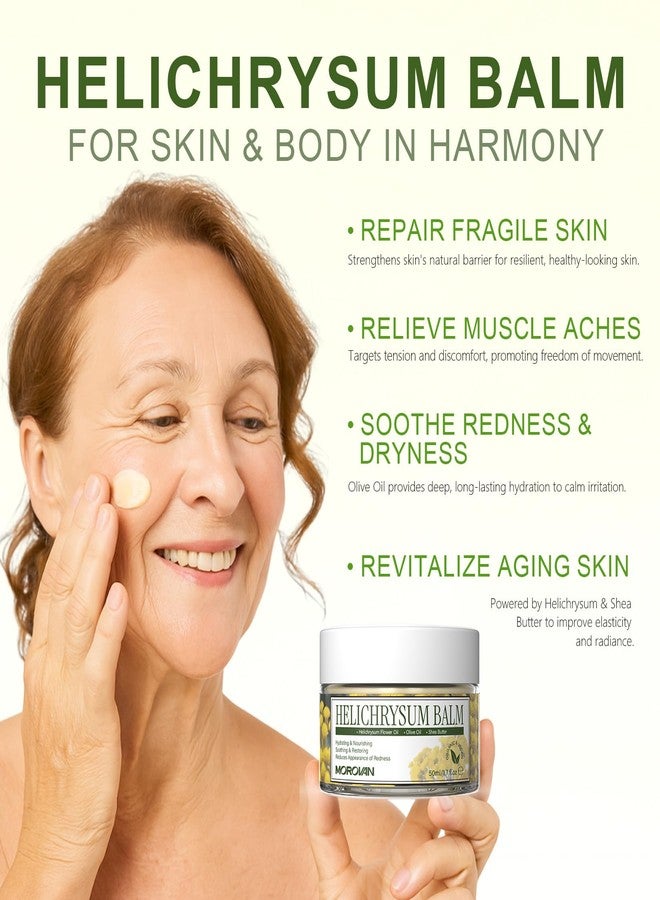 Morovan Elderly Bruise Balm Helichrysum: Multi-Purpose Skin Balm for Bruises, Veins, Burns & Redness from Activity & Aging, Promotes Healing & Circulation for Men & Women - Image 3